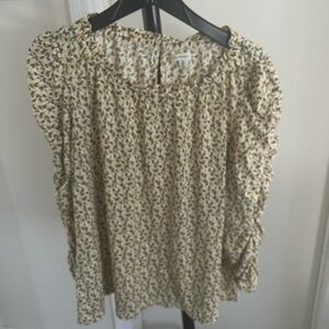 Max Studio Yellow and Black Floral Blouse